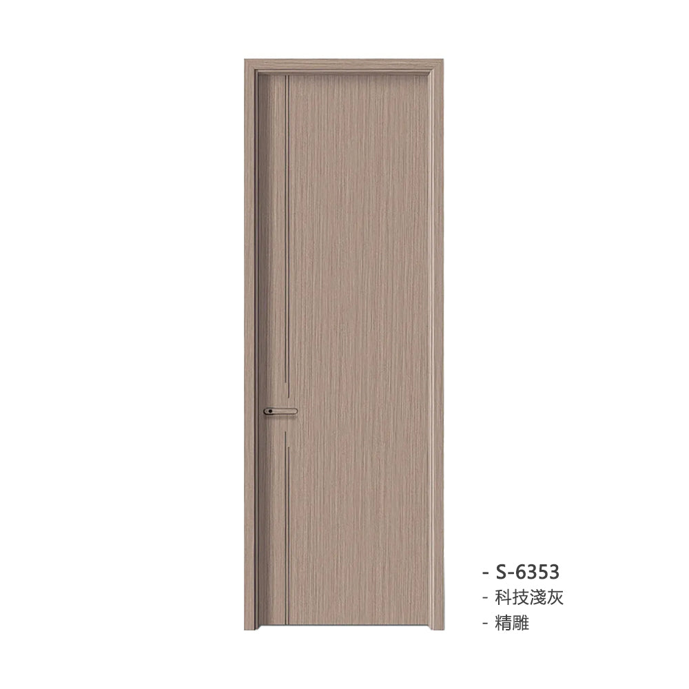 Carbon Crystal Wooden Doors Z50(包木框和門鎖)碳晶門 實木複合門 生態門 現代簡約風格 科技淺灰 S-6353