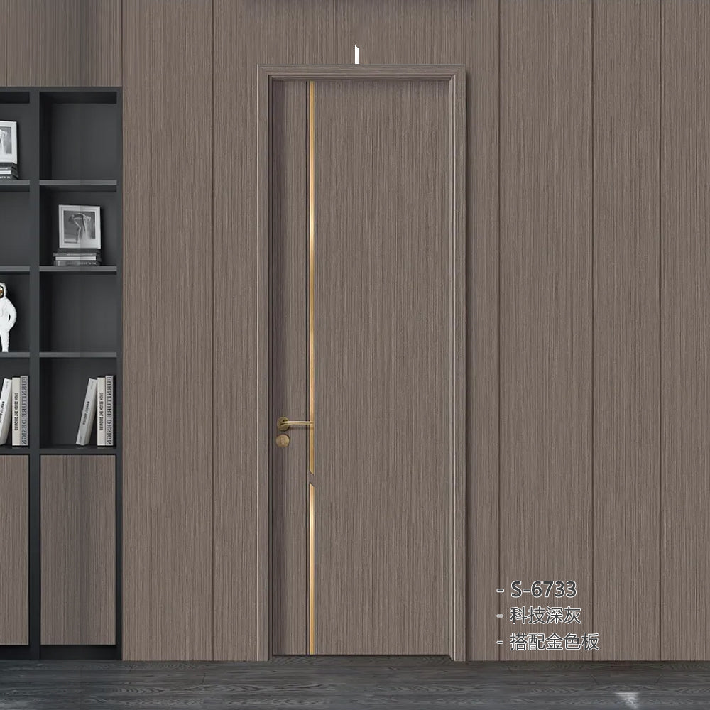 Carbon Crystal Wooden Doors Z50(包木框和門鎖)碳晶門 實木複合門 生態門 現代簡約風格 科技深灰 S-6733