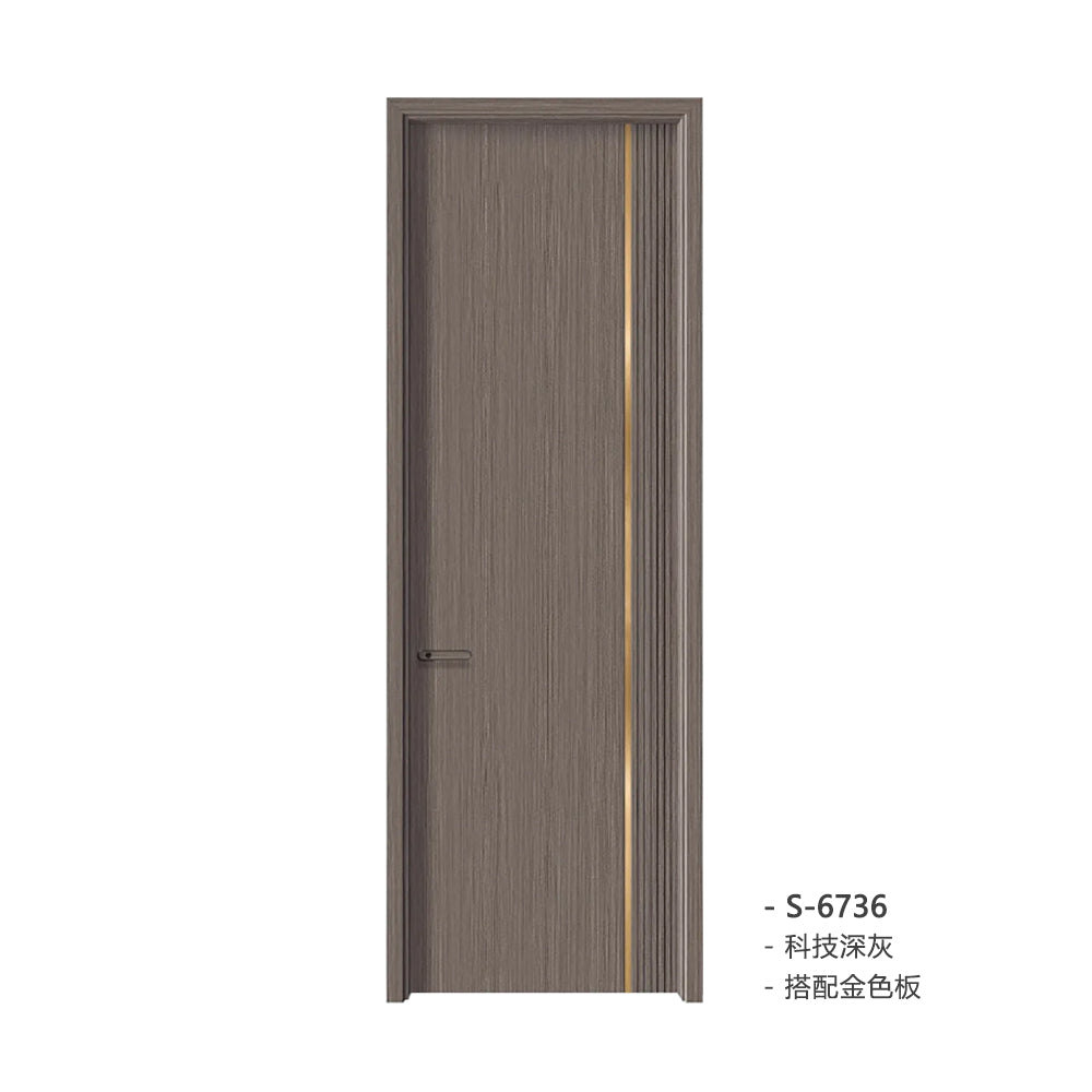 Carbon Crystal Wooden Doors Z50(包木框和門鎖)碳晶門 實木複合門 生態門 現代簡約風格 科技深灰 S-6736