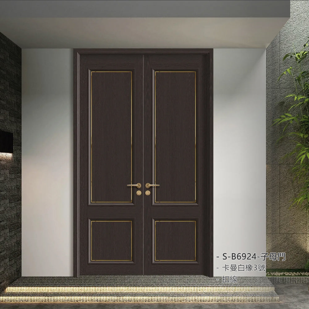Carbon Crystal Wooden Doors Z50(包木框和門鎖)碳晶門 實木複合門 生態門 現代簡約風格 卡曼白橡3號 S-B6924-子母門