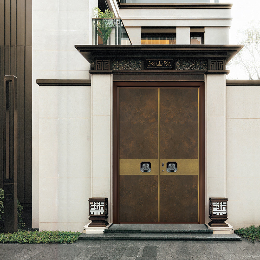 Entrance Doors 大門 入戶門 XB-305Z 純銅裝甲門 Front Doors Exterior doors 不鏽鋼大門 表面鍍銅工藝 別墅大門 包框包鎖 多色可選