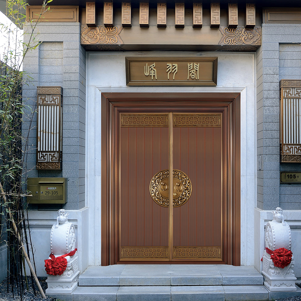 Entrance Doors 大門 入戶門 XB-308Z 純銅裝甲門 Front Doors Exterior doors 不鏽鋼大門 表面鍍銅工藝 別墅大門 包框包鎖 多色可選