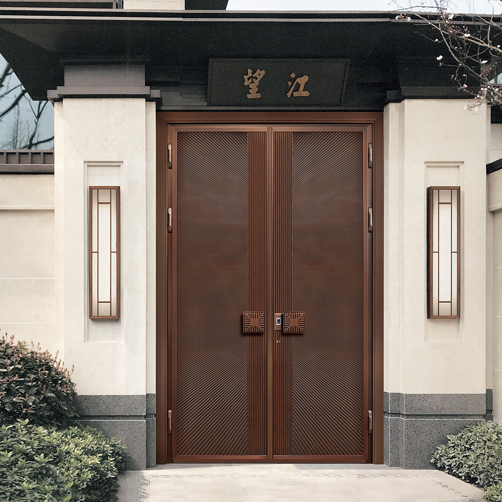 Entrance Doors 大門 入戶門 XB-315Z 純銅裝甲門 Front Doors Exterior doors 不鏽鋼大門 表面鍍銅工藝 別墅大門 包框包鎖 多色可選