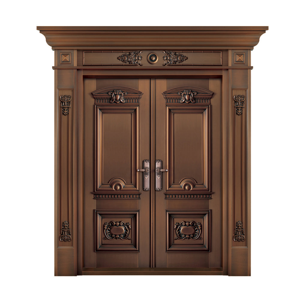 Entrance Doors 大門 入戶門 XB-P323尊貴純銅門 Front Doors Exterior doors 不鏽鋼大門 表面鍍銅工藝 別墅大門 包框包鎖 多色可選