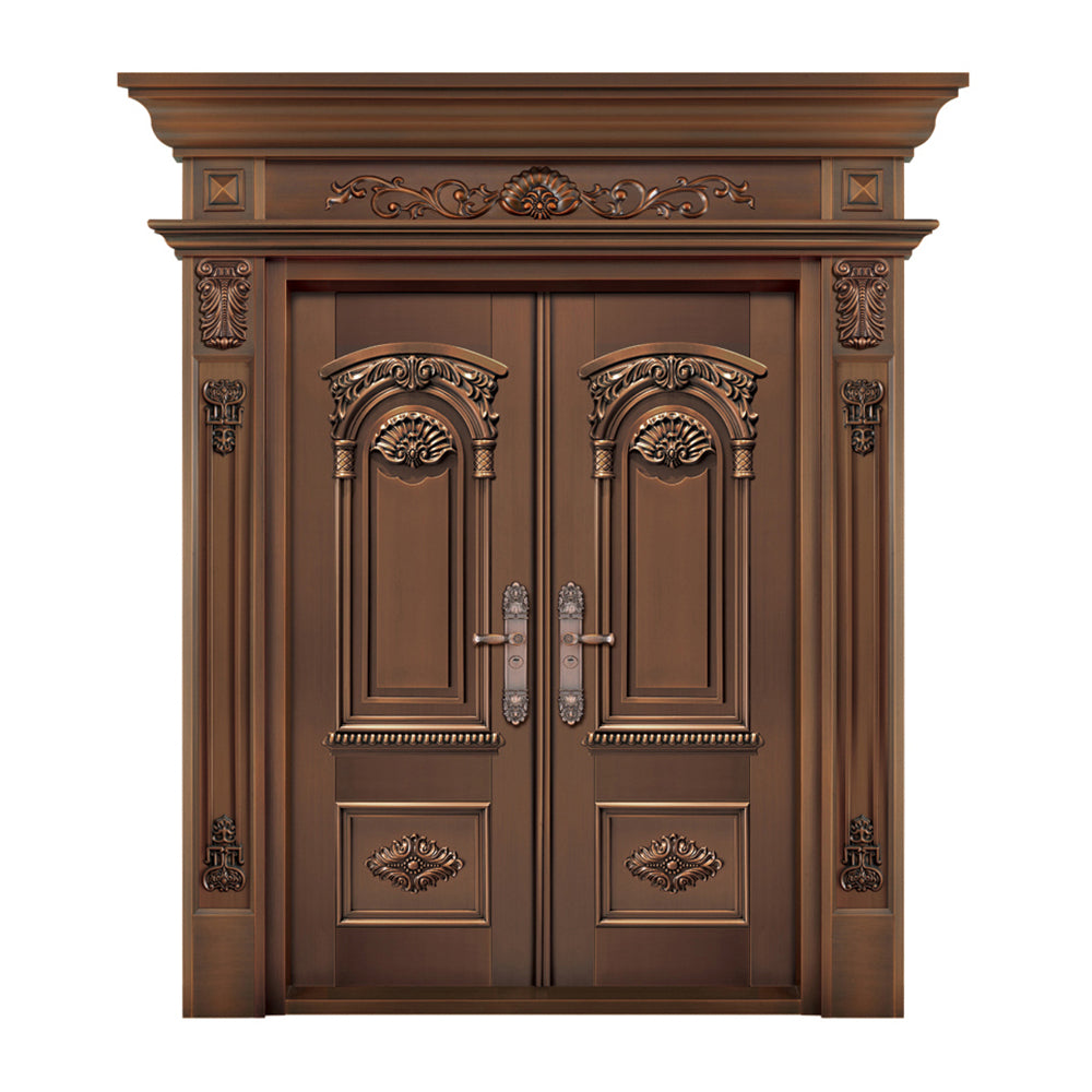 Entrance Doors 大門 入戶門 XB-P324尊貴純銅門 Front Doors Exterior doors 不鏽鋼大門 表面鍍銅工藝 別墅大門 包框包鎖 多色可選