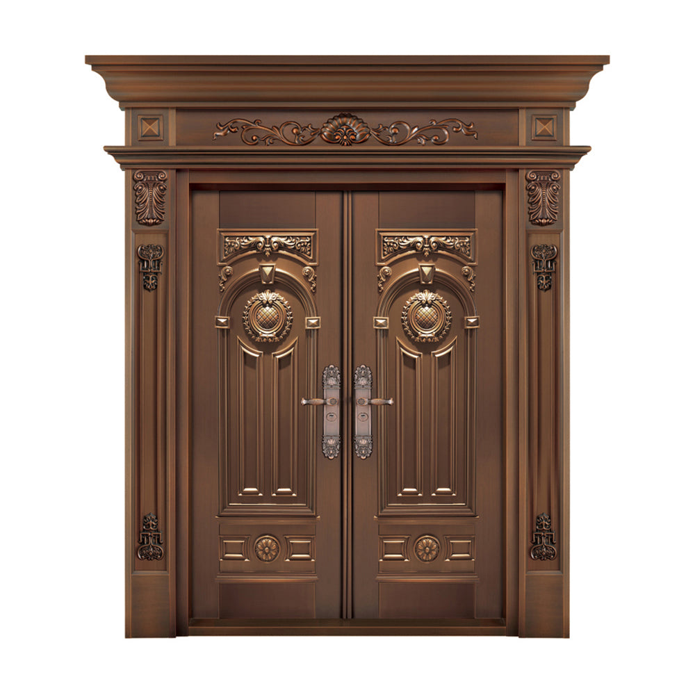 Entrance Doors 大門 入戶門 XB-P329尊貴純銅門 Front Doors Exterior doors 不鏽鋼大門 表面鍍銅工藝 別墅大門 包框包鎖 多色可選