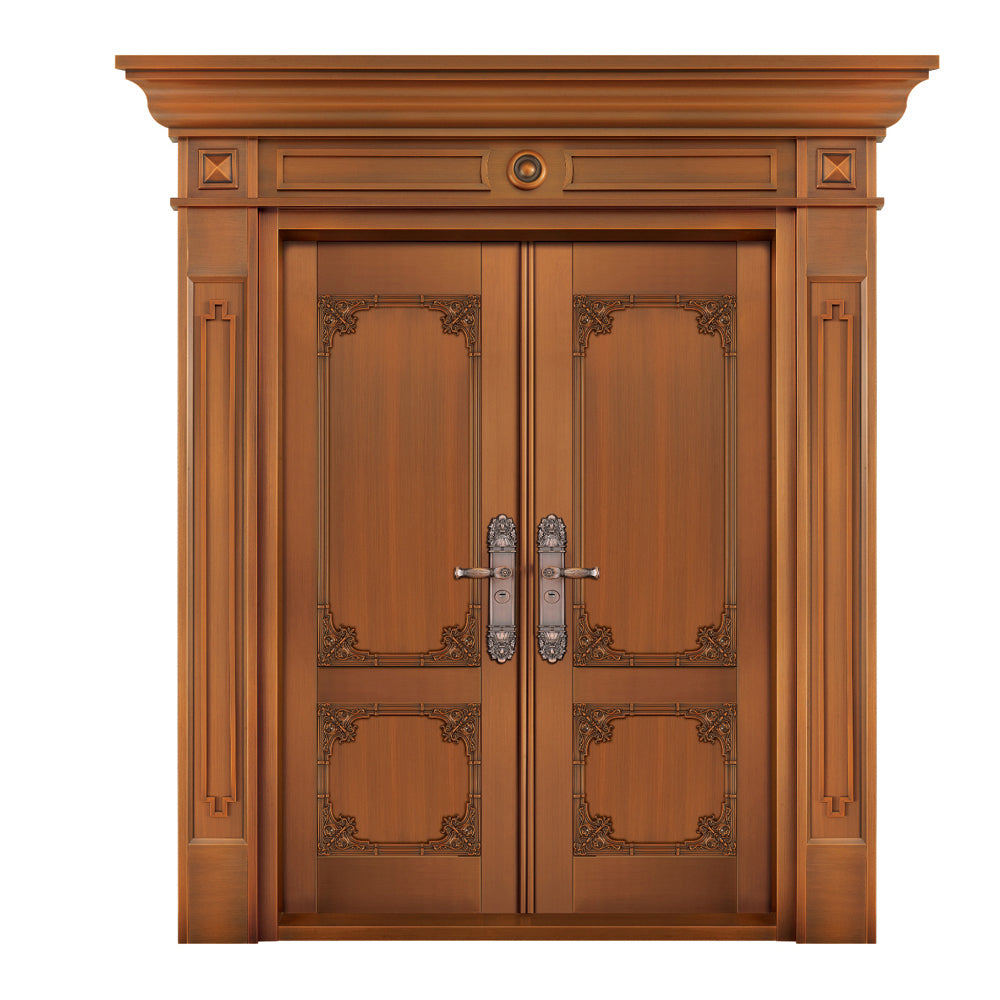 Entrance Doors 大門 入戶門 XB-P331尊貴純銅門 Front Doors Exterior doors 不鏽鋼大門 表面鍍銅工藝 別墅大門 包框包鎖 多色可選