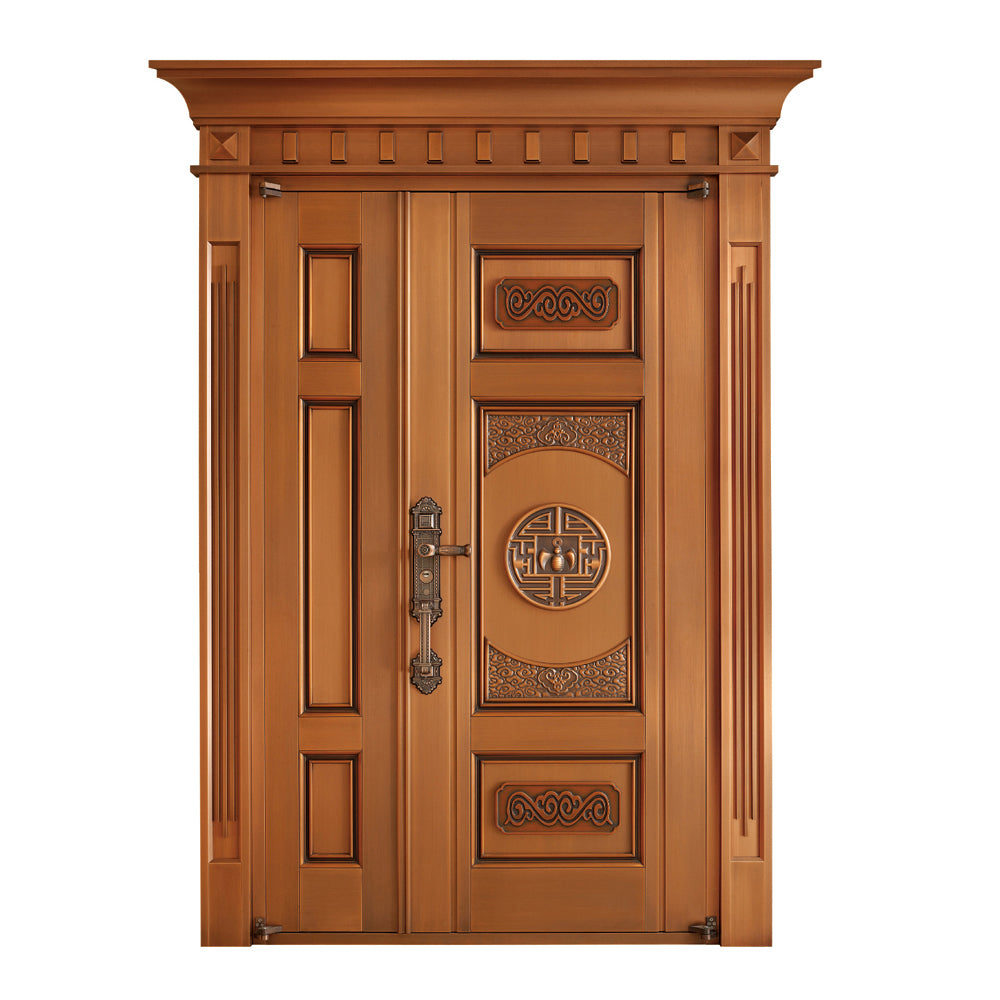 Entrance Doors 大門 入戶門 XB-P334尊貴純銅門 Front Doors Exterior doors 不鏽鋼大門 表面鍍銅工藝 別墅大門 包框包鎖 多色可選