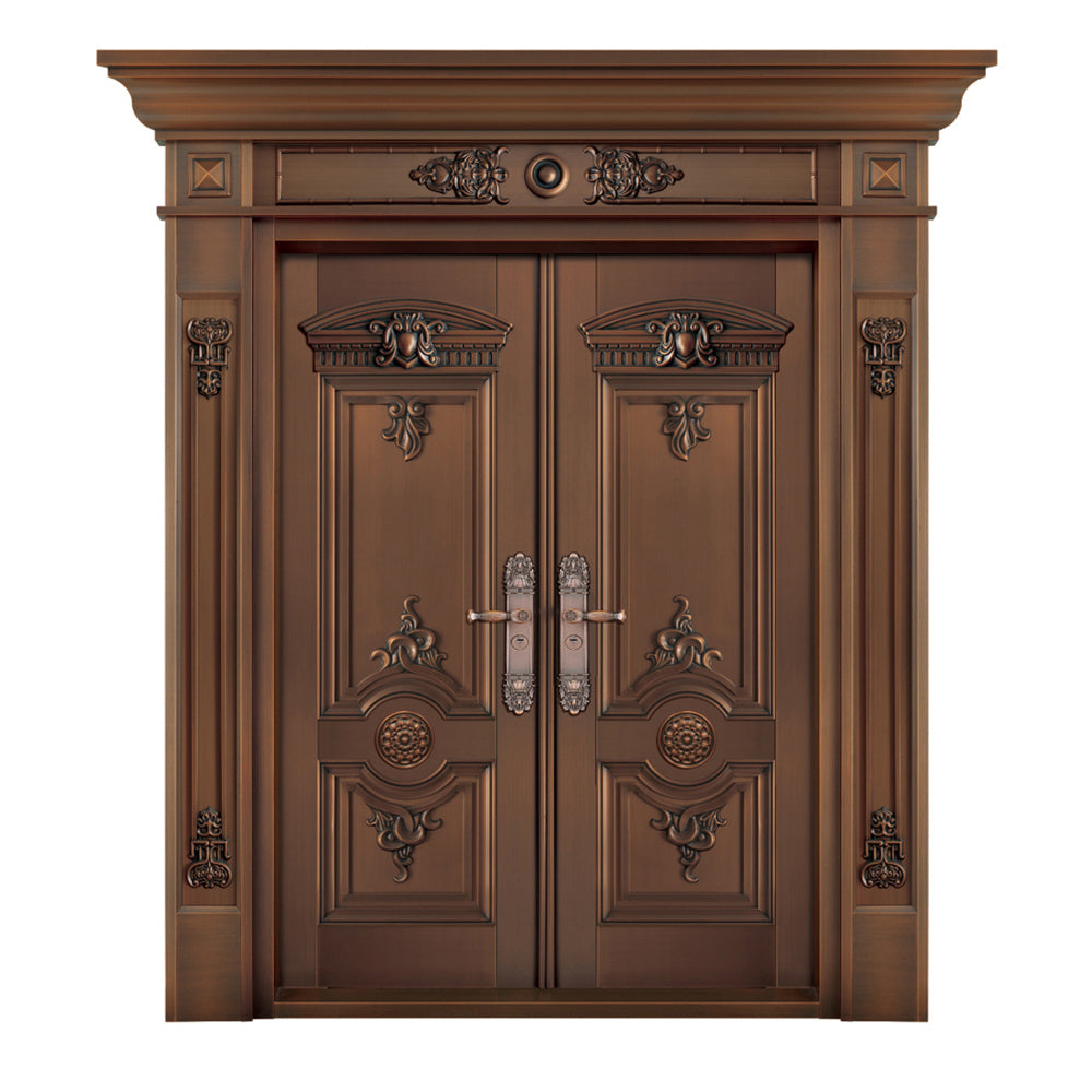 Entrance Doors 大門 入戶門 XB-P339尊貴純銅門 Front Doors Exterior doors 不鏽鋼大門 表面鍍銅工藝 別墅大門 包框包鎖 多色可選