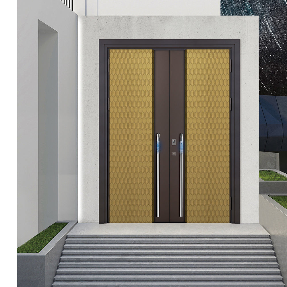 Entrance Doors 大門 入戶門 XD-601P 現代裝甲門 Front Doors Exterior doors 不鏽鋼大門 表面鍍銅工藝 別墅大門 包框包鎖 多色可選