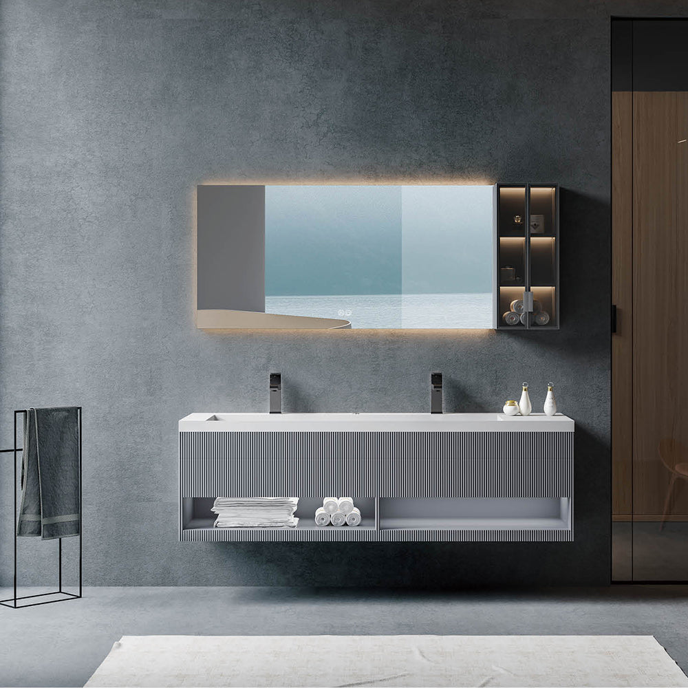 Custom Bathroom Cabinets XD3087 訂造浴室櫃 Custom Mirror Cabinets 訂造鏡櫃 烤漆櫃體 可選洗手盆規格 現代風格 智能鏡櫃
