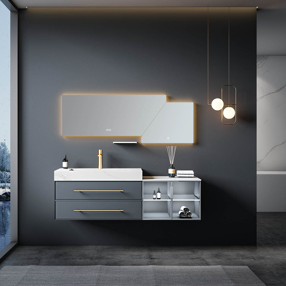 Custom Bathroom Cabinets XD5003 訂造浴室櫃 Custom Mirror Cabinets 訂造鏡櫃 烤漆櫃體 可選洗手盆規格 現代風格 智能鏡櫃