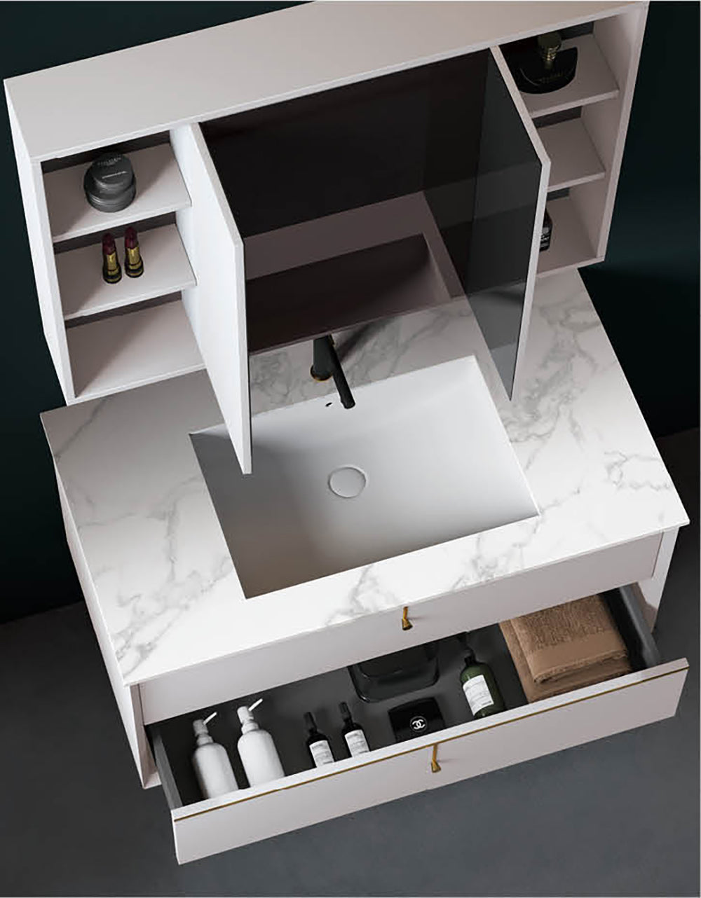 Custom Bathroom Cabinets XD6053 訂造浴室櫃 Custom Mirror Cabinets 訂造鏡櫃 烤漆櫃體 可選洗手盆規格 現代風格 智能鏡櫃