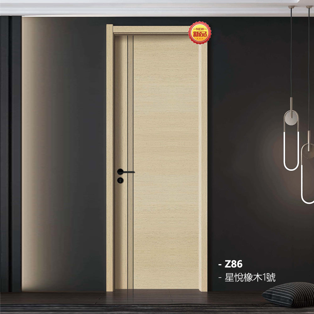 Carbon Crystal Wooden Doors (包木框和門鎖)星悦橡木1號 LS-Z86 碳晶門 實木復合門 生態門 現代簡約風格 新西蘭松木門框 50mm