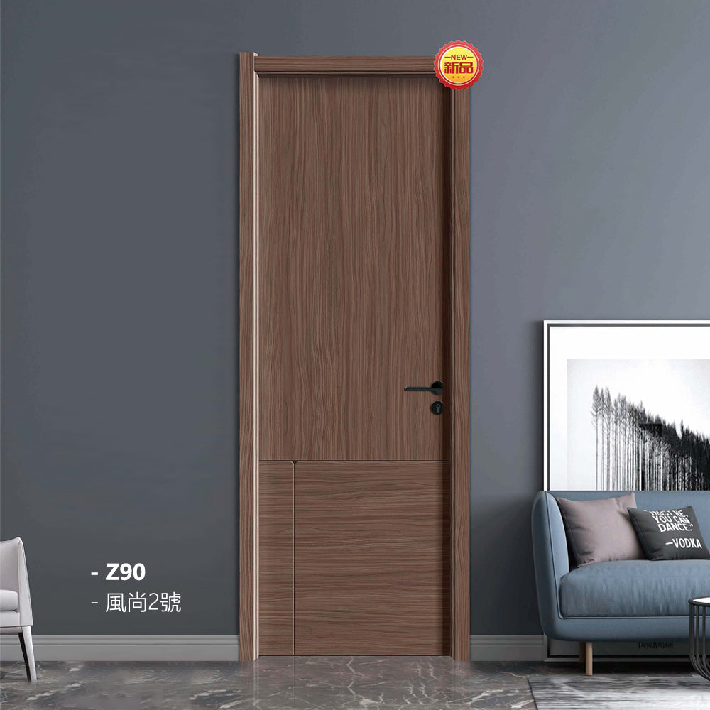 Carbon Crystal Wooden Doors (包木框和門鎖)風尚2號 LS-Z90 碳晶門 實木復合門 生態門 現代簡約風格 新西蘭松木門框 50mm