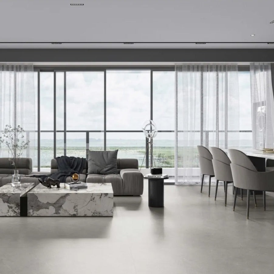 意大利設計瓷磚 Italian Design Tiles ZHG715018 75×150cm 卡羅蒂淺灰 高級天鵝絨 通體彩坯 光澤度15°-18° Porcelain Tiles 中國佛山瓷磚 China Foshan Tiles 地磚 Floor Tiles 墻磚 Wall Tiles
