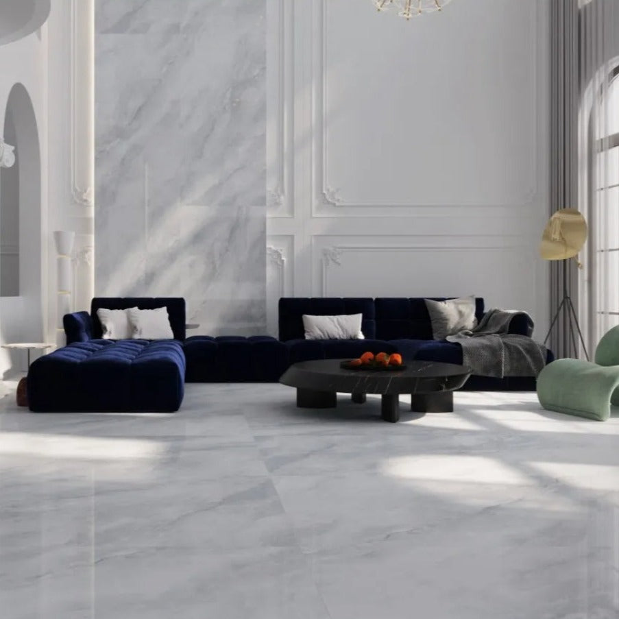 意大利設計瓷磚 Italian Design Tiles ZHJ98019 90×180cm 雲霧白 結晶面 岩板 光澤度90° Porcelain Tiles 中國佛山瓷磚 China Foshan Tiles 地磚 Floor Tiles 墻磚 Wall Tiles
