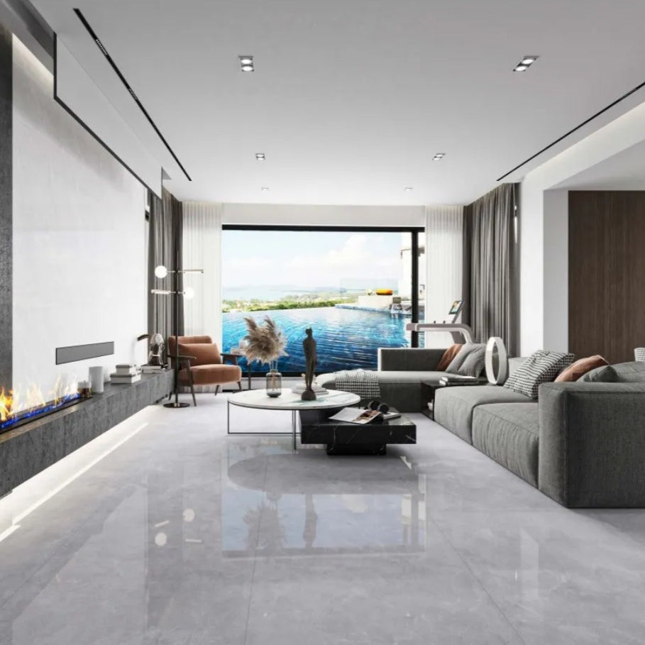 意大利設計瓷磚 Italian Design Tiles ZHZ715003 75×150cm 魚肚灰 亮光面 通體大理石 光澤度90° Porcelain Tiles 中國佛山瓷磚 China Foshan Tiles 地磚 Floor Tiles 墻磚 Wall Tiles