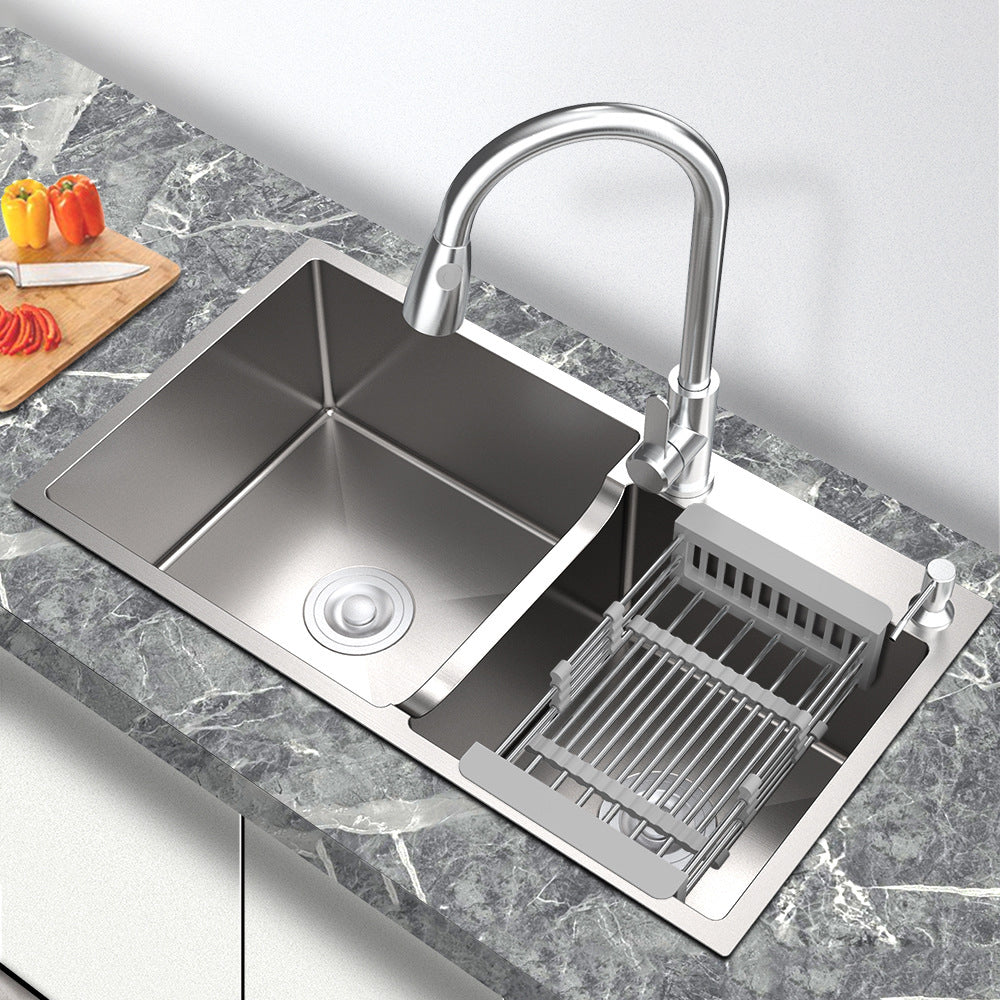 Bowl Round Sink 201 Stainless Steel Undermount PVD Nanotechnology Kitchen Sink (包龍頭)方形水槽 201不鏽鋼水槽 納米塗層 銀色 防污潔淨 雙槽 鋅盤 櫥櫃專用 廚房五金 OC-8