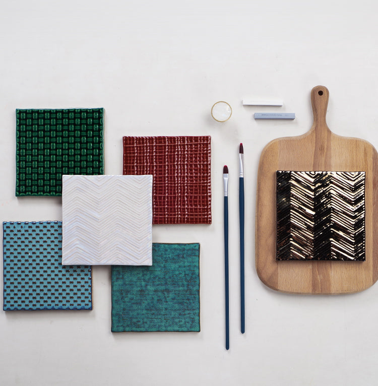 中國佛山瓷磚 China Foshan Basics 復古質感造型多彩亮光墻磚C.140-BL古堡藍14×14cm