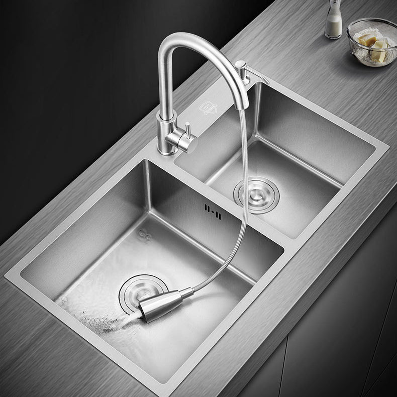 Bowl Round sink 304 Stainless Steel Undermount PVD nanotechnology kitchen Sink (包龍頭)方形水槽 304不鏽鋼水槽 納米塗層 銀色 防污潔淨 雙槽 鋅盤 櫥櫃專用 廚房五金