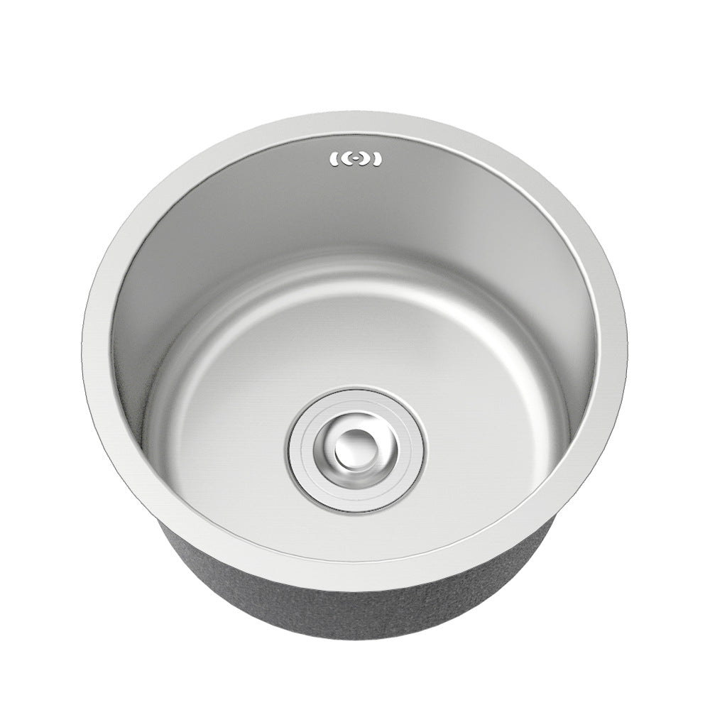 Bowl Round sink 304 Stainless Steel Undermount PVD Kitchen Sink (包龍頭)圓形水槽 304不鏽鋼水槽 金屬拉絲工藝 銀色 防污潔淨 單槽 鋅盤 櫥櫃專用 廚房五金OC-1
