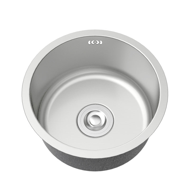 Bowl Round sink 304 Stainless Steel Undermount PVD Kitchen Sink  （包龍頭）圓形水槽 304不鏽鋼水槽 金屬拉絲工藝 銀色 防污潔淨 單槽 鋅盤 櫥櫃專用 廚房五金OC-1