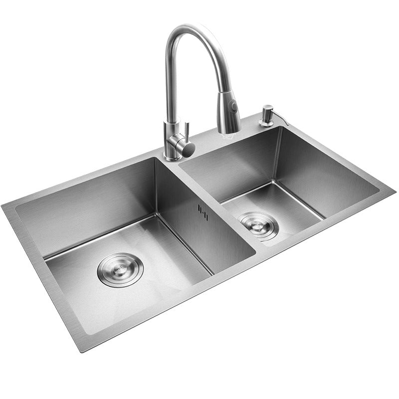 Bowl Round sink 304 Stainless Steel Undermount PVD nanotechnology kitchen Sink (包龍頭)方形水槽 304不鏽鋼水槽 納米塗層 銀色 防污潔淨 雙槽 鋅盤 櫥櫃專用 廚房五金