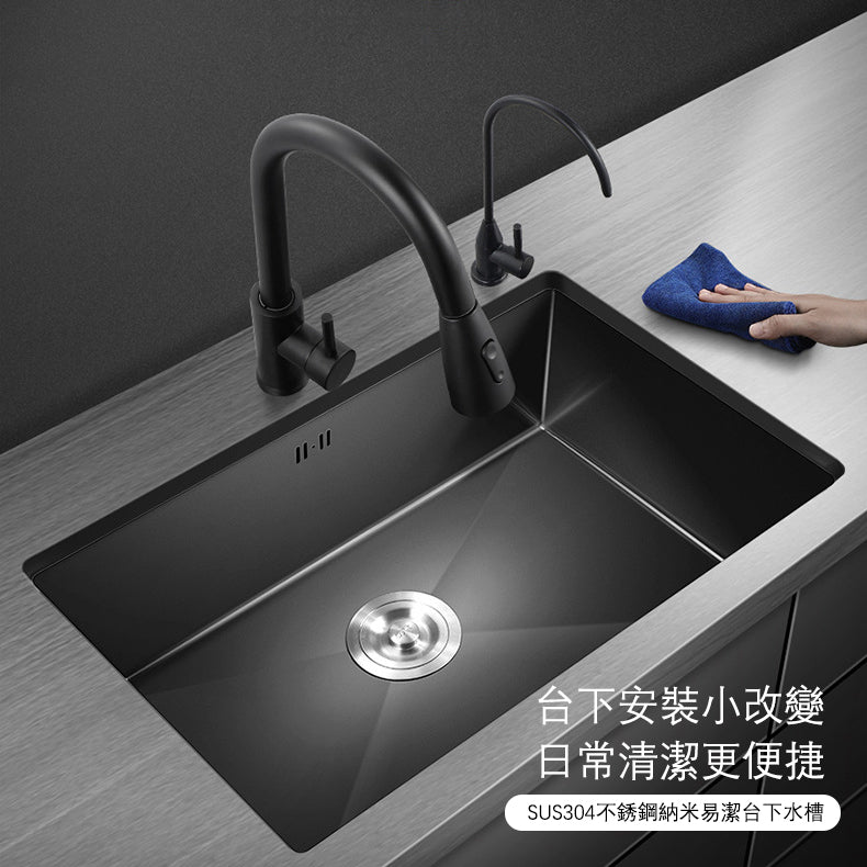 Bowl Round sink 304 Stainless Steel Undermount PVD nanotechnology kitchen Sink (包龍頭)方形水槽 304不鏽鋼水槽 納米塗層 黑色 防污潔淨 單槽 鋅盤 櫥櫃專用 廚房五金