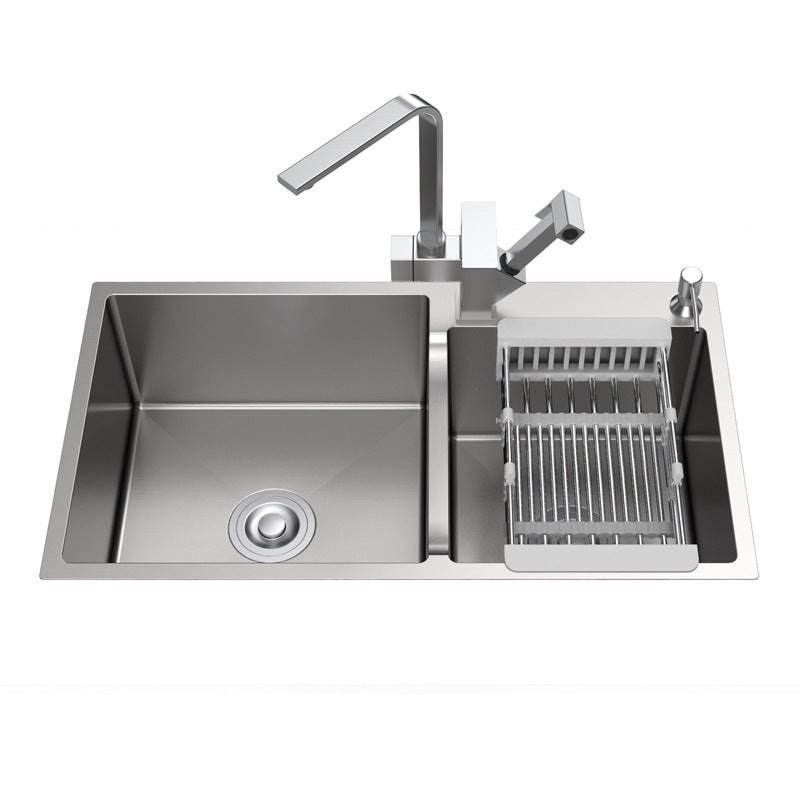 Bowl Round Sink 201 Stainless Steel Undermount PVD Nanotechnology Kitchen Sink (包龍頭)方形水槽 201不鏽鋼水槽 納米塗層 銀色 防污潔淨 雙槽 鋅盤 櫥櫃專用 廚房五金 OC-8
