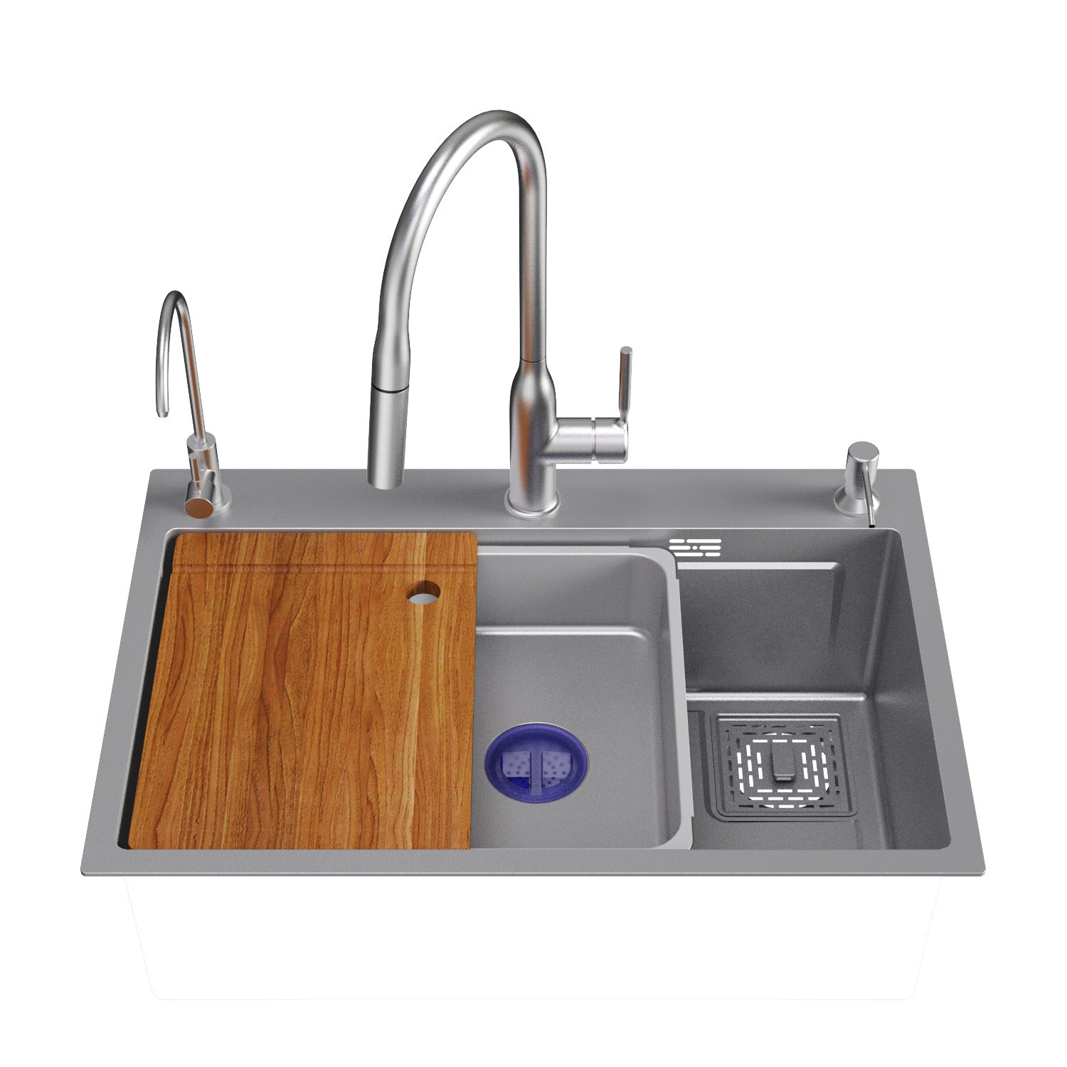 Bowl Round Sink 304 Stainless Steel Undermount PVD Nanotechnology Kitchen Sink (包龍頭)方形水槽 304不鏽鋼水槽 納米塗層 灰色 防污潔淨 大單槽 鋅盤 櫥櫃專用 廚房五金OC-4