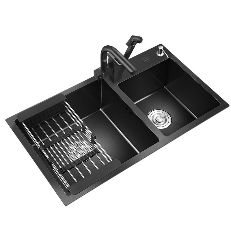 Bowl Round sink 304 Stainless Steel Undermount PVD nanotechnology kitchen Sink  （包龍頭）方形水槽 304不鏽鋼水槽 納米塗層 黑色 防污潔淨 雙槽 鋅盤 櫥櫃專用 廚房五金