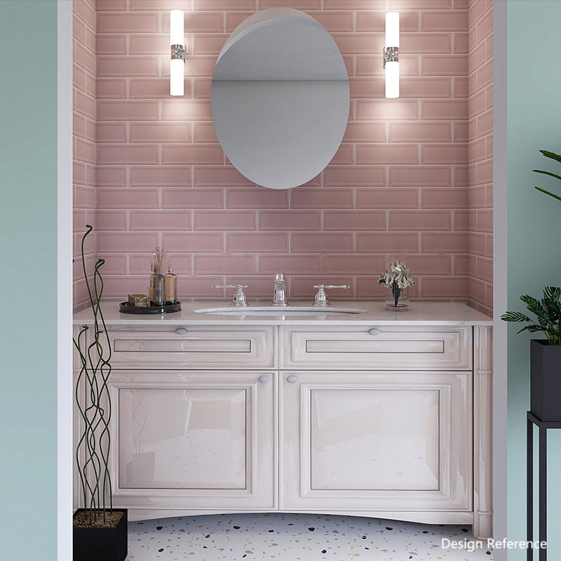 中國佛山瓷磚 China Foshan Basics 馬卡龍多彩純色啞光墻磚 MKLAMF018粉色凹凸面 10×30cm