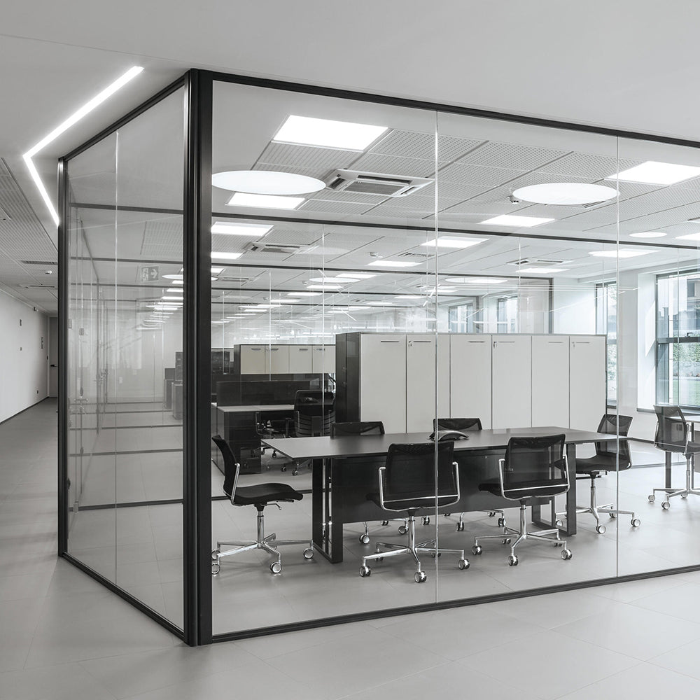 Office Aluminium Glass Wall Partitions 80mm 快裝款 辦公室間房 間墻 隔斷 鋁合金玻璃屏風 全景單玻款