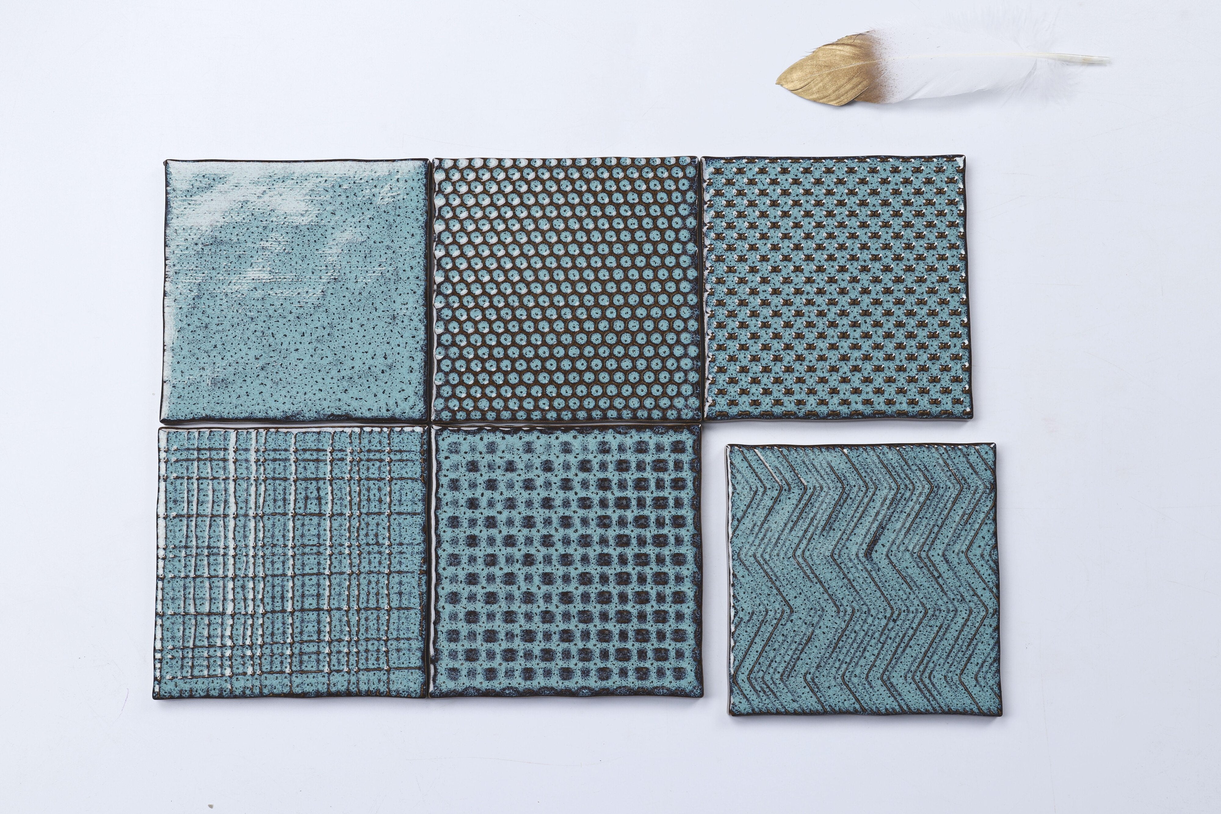 中國佛山瓷磚 China Foshan Basics 復古質感造型多彩亮光墻磚C.140-BL古堡藍14×14cm