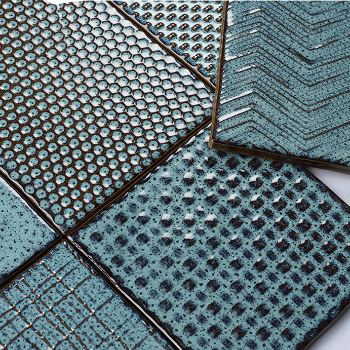 中國佛山瓷磚 China Foshan Basics 復古質感造型多彩亮光墻磚C.140-BL古堡藍14×14cm