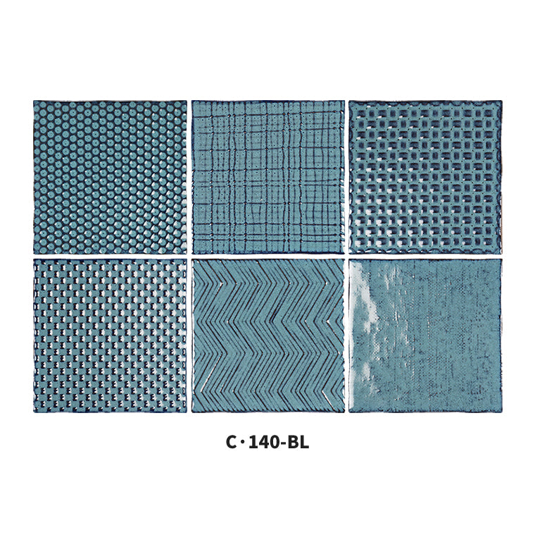 中國佛山瓷磚 China Foshan Basics 復古質感造型多彩亮光墻磚C.140-BL古堡藍14×14cm