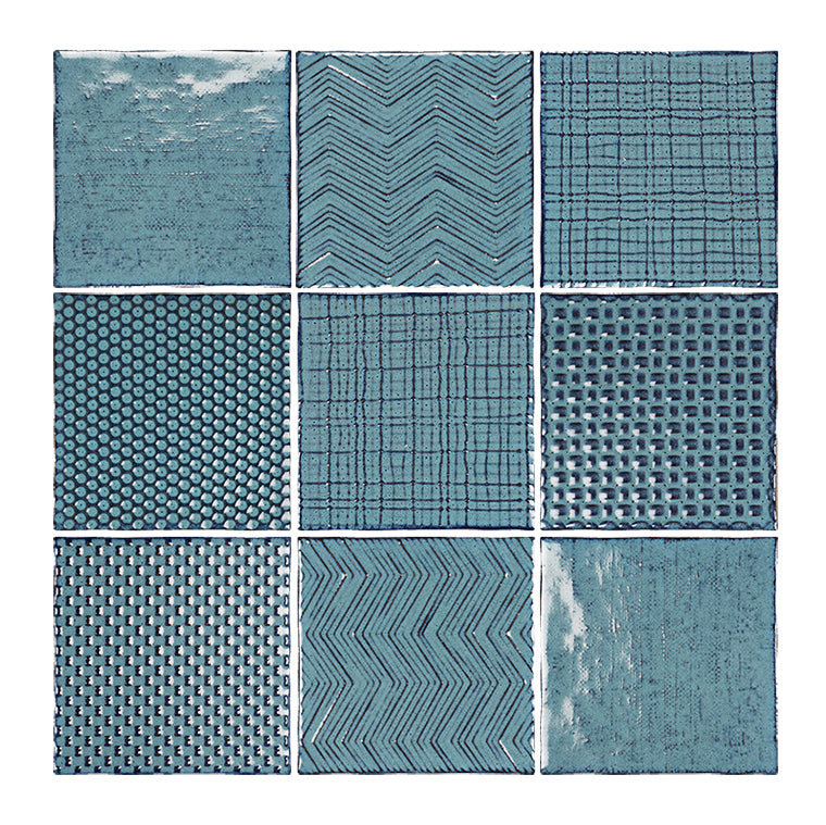 中國佛山瓷磚 China Foshan Basics 復古質感造型多彩亮光墻磚C.140-BL古堡藍14×14cm