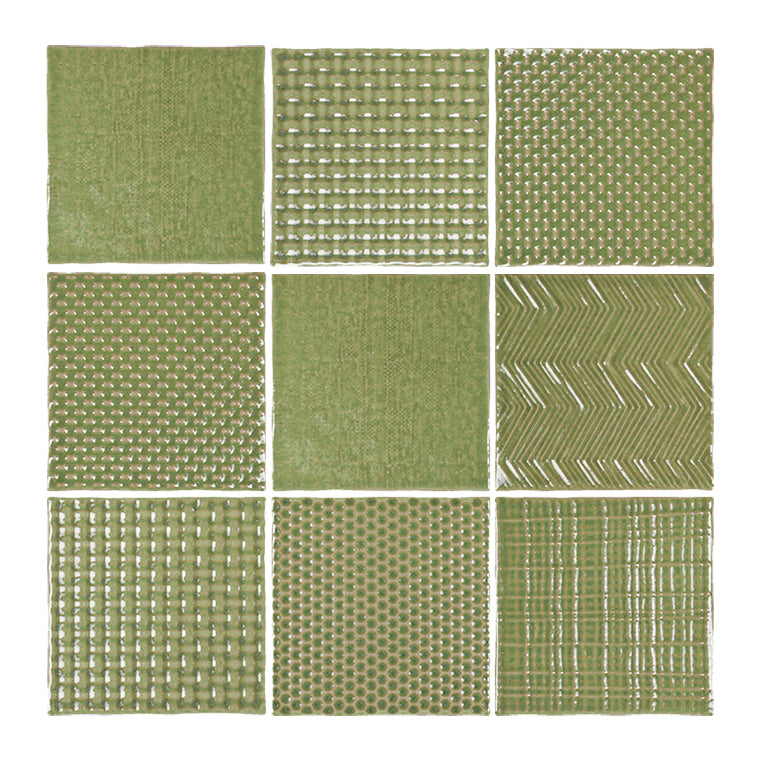 中國佛山瓷磚 China Foshan Basics 復古質感造型多彩亮光墻磚 C.140-GL果綠14×14cm