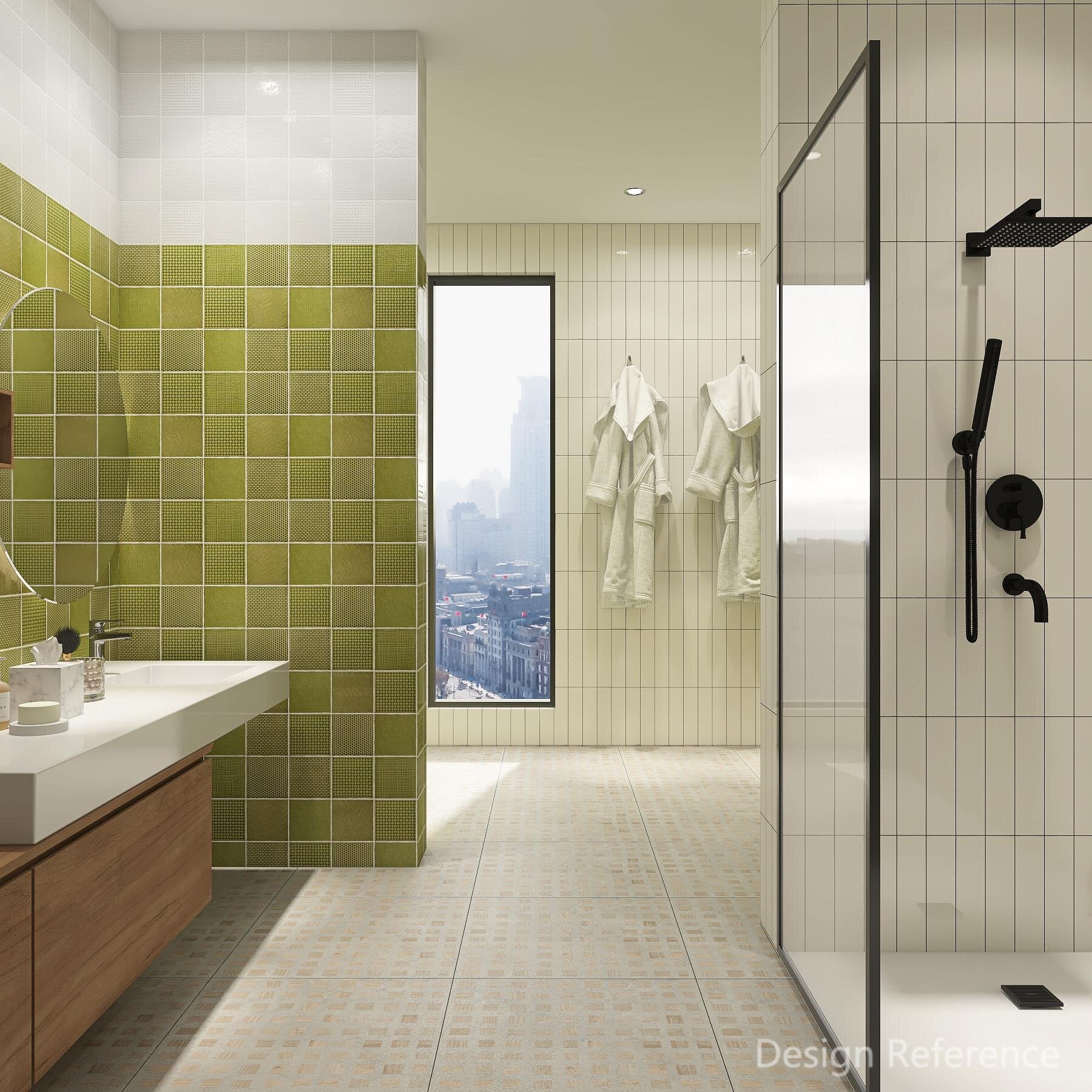 中國佛山瓷磚 China Foshan Basics 復古質感造型多彩亮光墻磚 C.140-GL果綠14×14cm