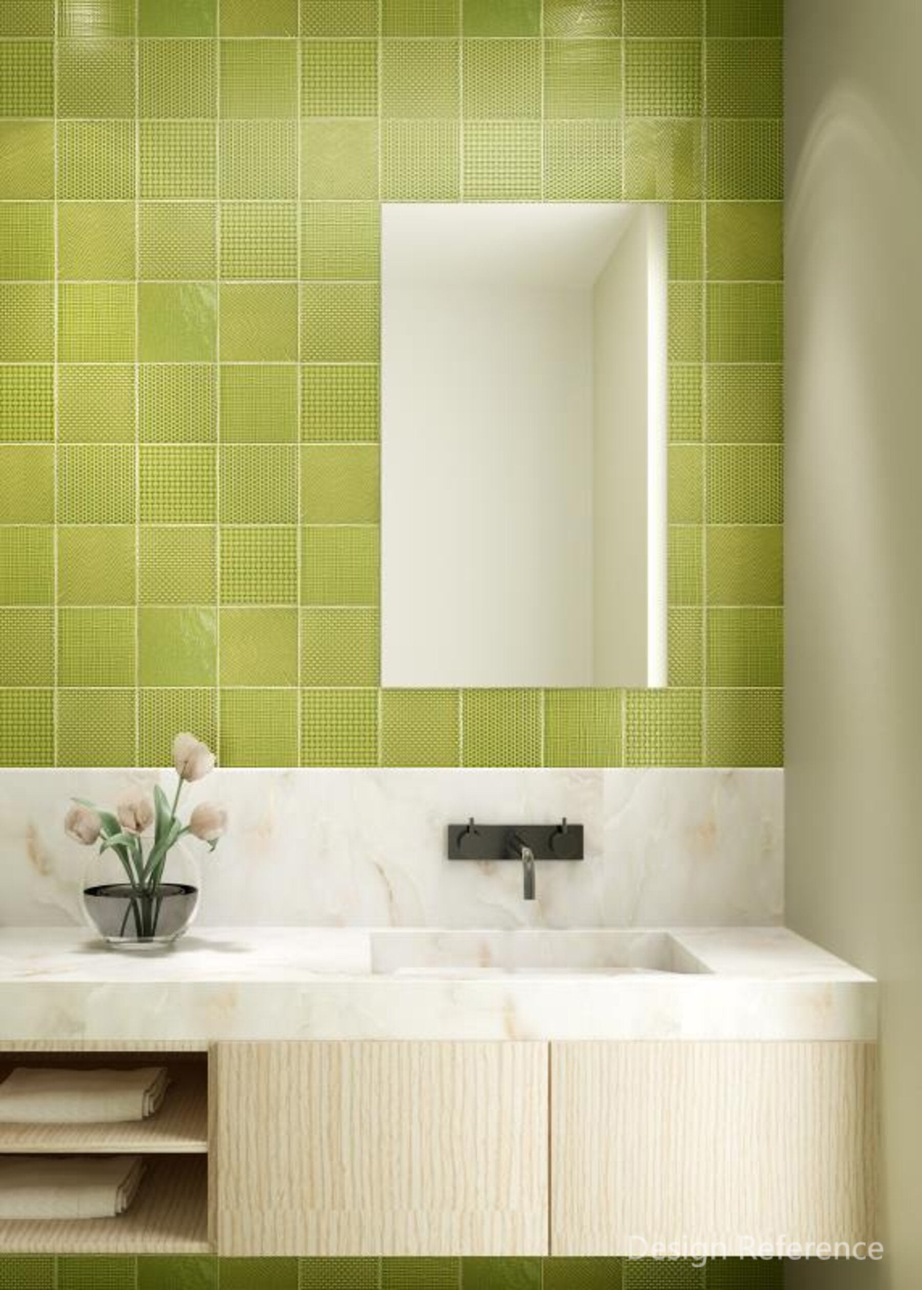 中國佛山瓷磚 China Foshan Basics 復古質感造型多彩亮光墻磚 C.140-GL果綠14×14cm