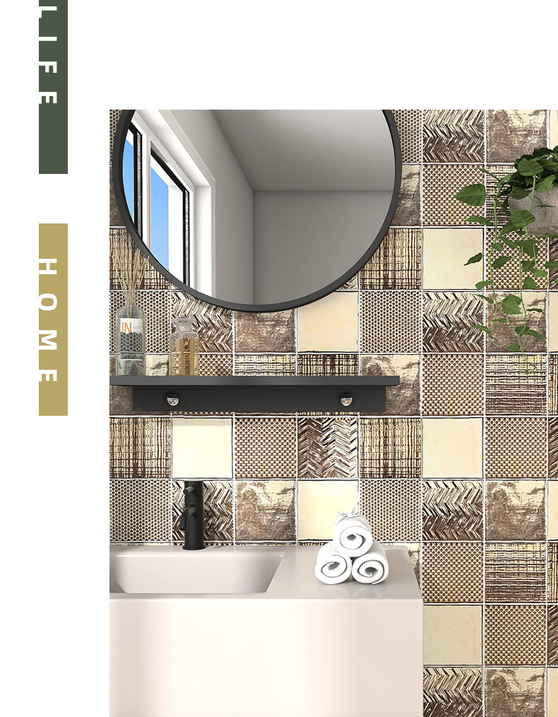 中國佛山瓷磚 China Foshan Basics 復古質感造型多彩亮光墻磚C.140-J1金屬亮光14×14cm