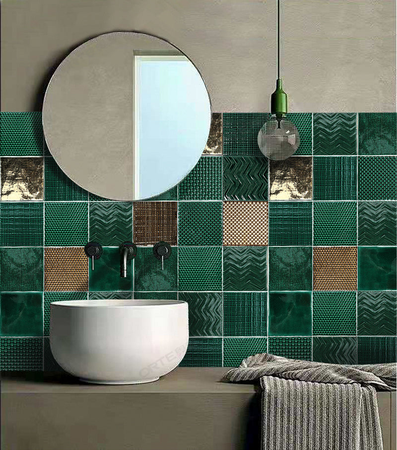 中國佛山瓷磚 China Foshan Basics 復古質感造型多彩亮光墻磚C.140-J1金屬亮光14×14cm