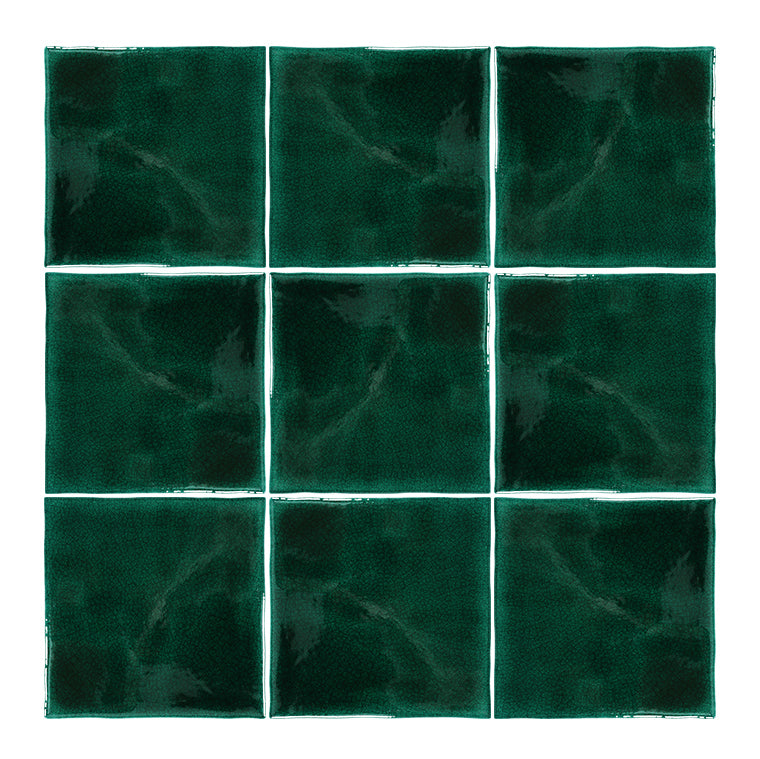 中國佛山瓷磚 China Foshan Basics 復古質感造型多彩亮光墻磚C.140-MLD純色墨綠14×14cm