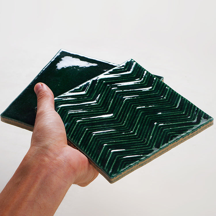 中國佛山瓷磚 China Foshan Basics 復古質感造型多彩亮光墻磚C.140-ML墨綠14×14cm