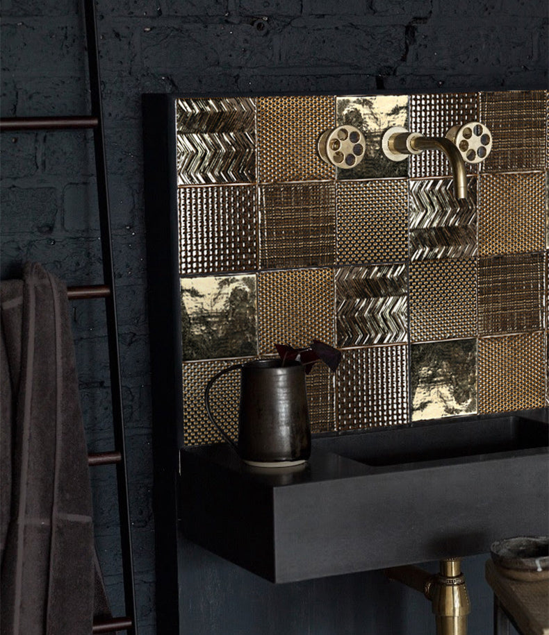 中國佛山瓷磚 China Foshan Basics 復古質感造型多彩亮光墻磚C.140-J1金屬亮光14×14cm