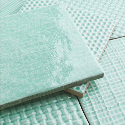 中國佛山瓷磚 China Foshan Basics 復古質感造型多彩亮光墻磚C.140-NL藍綠14×14cm