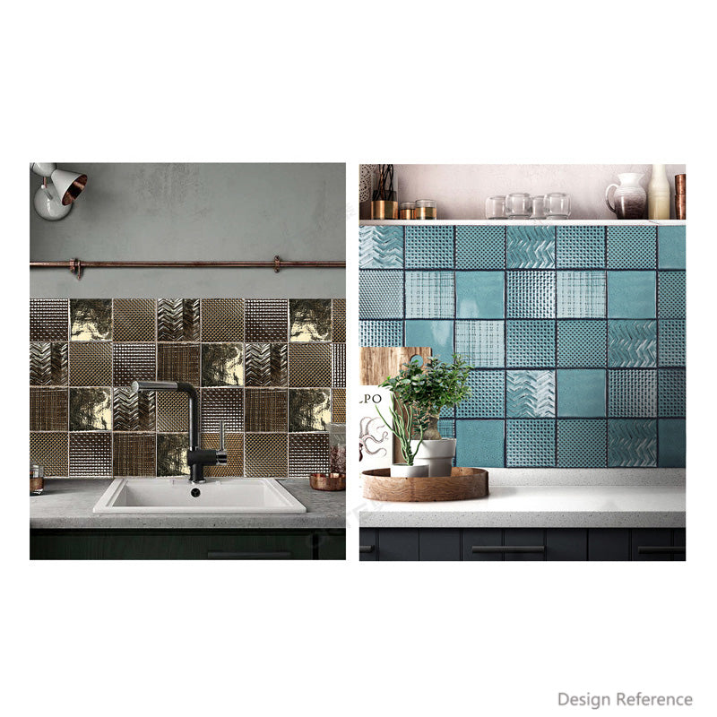 中國佛山瓷磚 China Foshan Basics 復古質感造型多彩亮光墻磚C.140-NL藍綠14×14cm