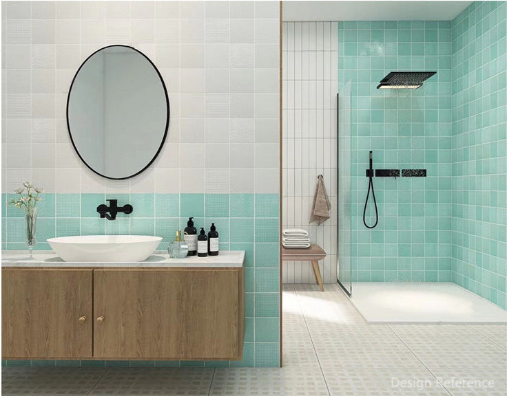 中國佛山瓷磚 China Foshan Basics 復古質感造型多彩亮光墻磚C.140-NL藍綠14×14cm