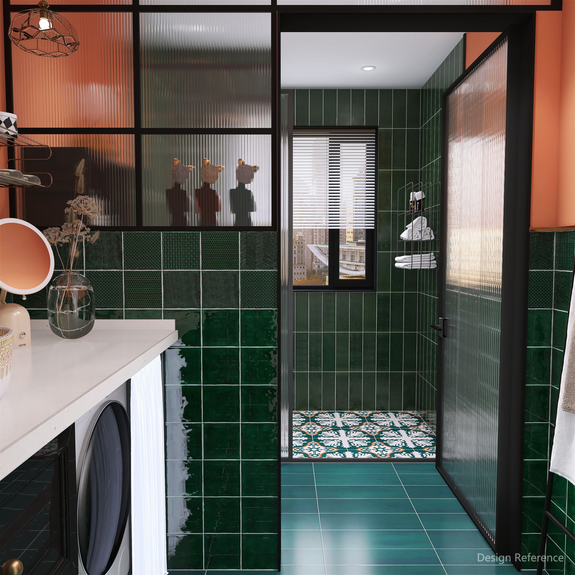 中國佛山瓷磚 China Foshan Basics 復古質感多彩造型亮光墻磚 C130-1墨綠模具造型10×30cm